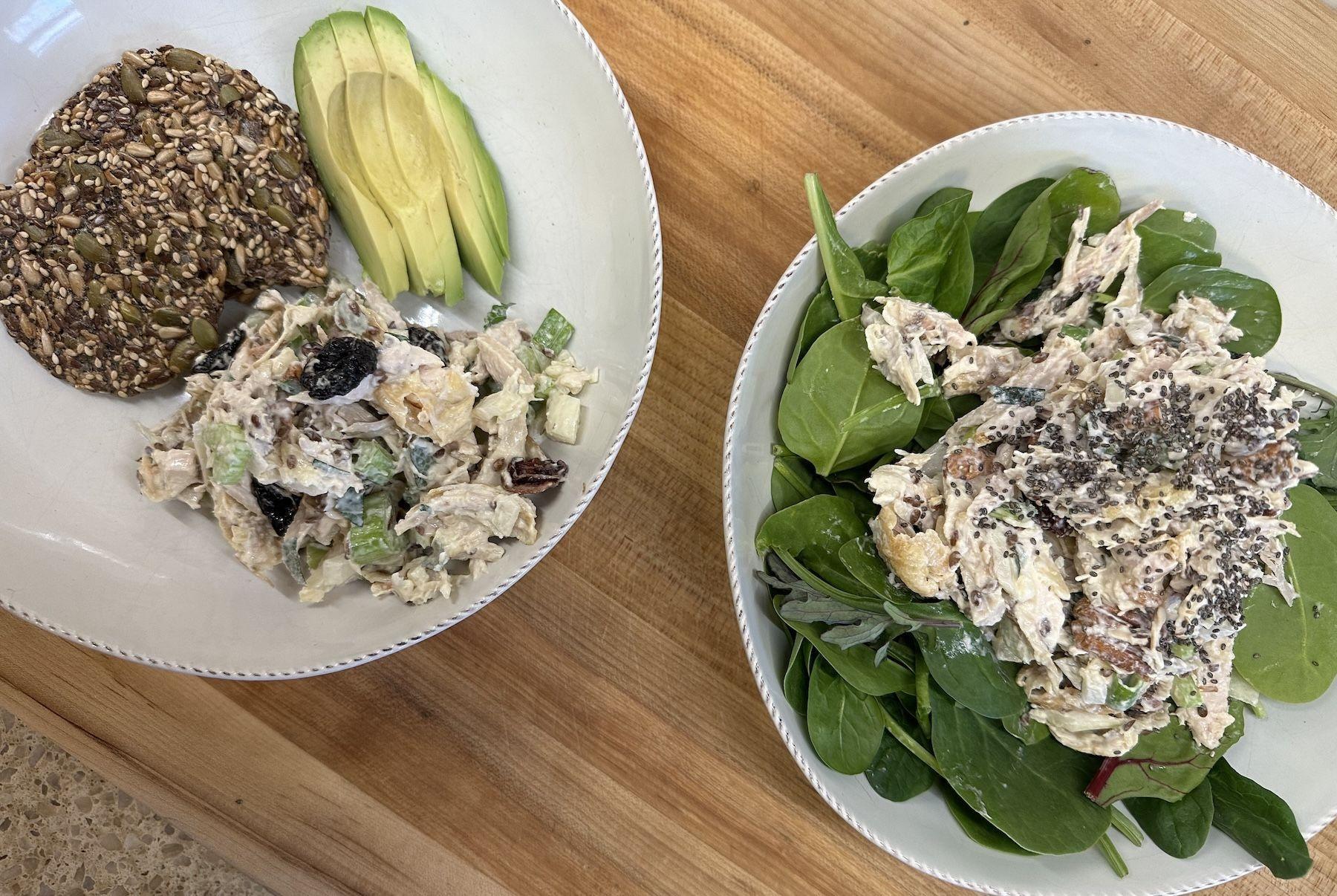 A healthy take on chicken salad - which can often be a sneaky spiker or be filled with seed oils.